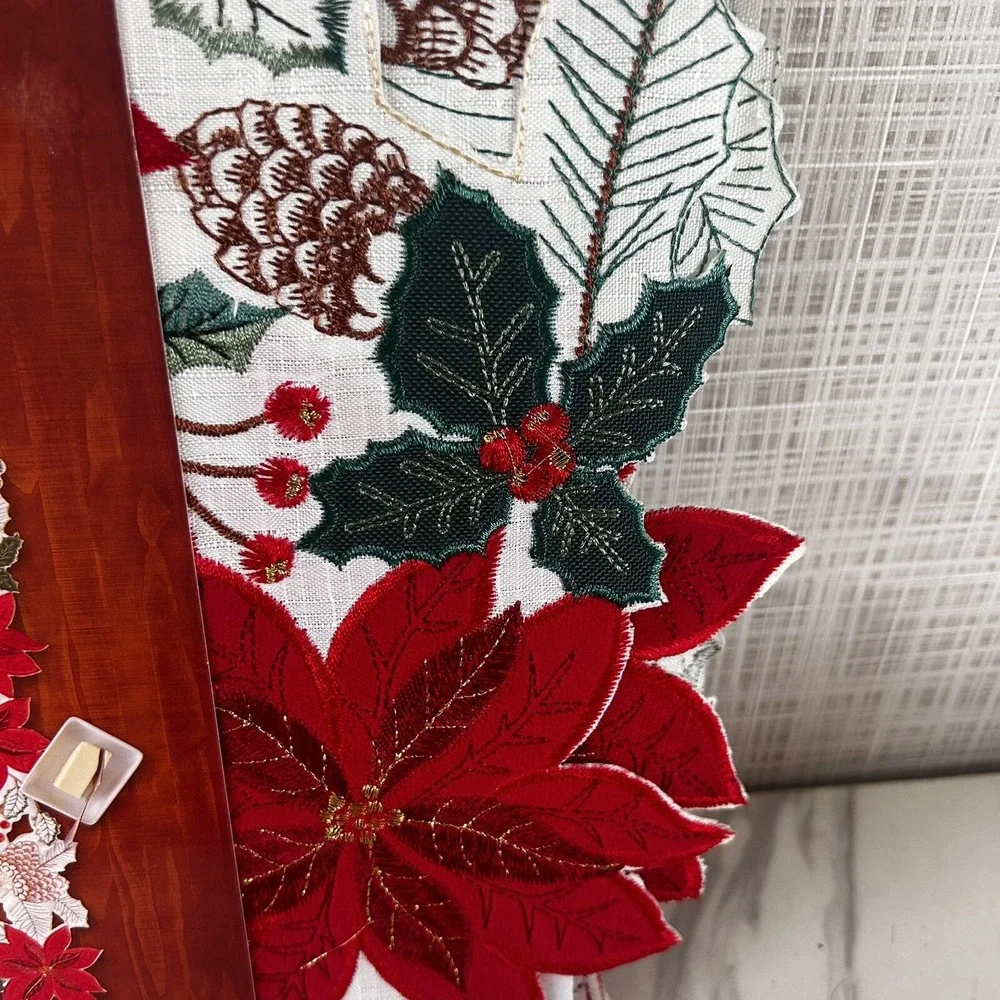 Poinsettia Christmas Table Runner 13